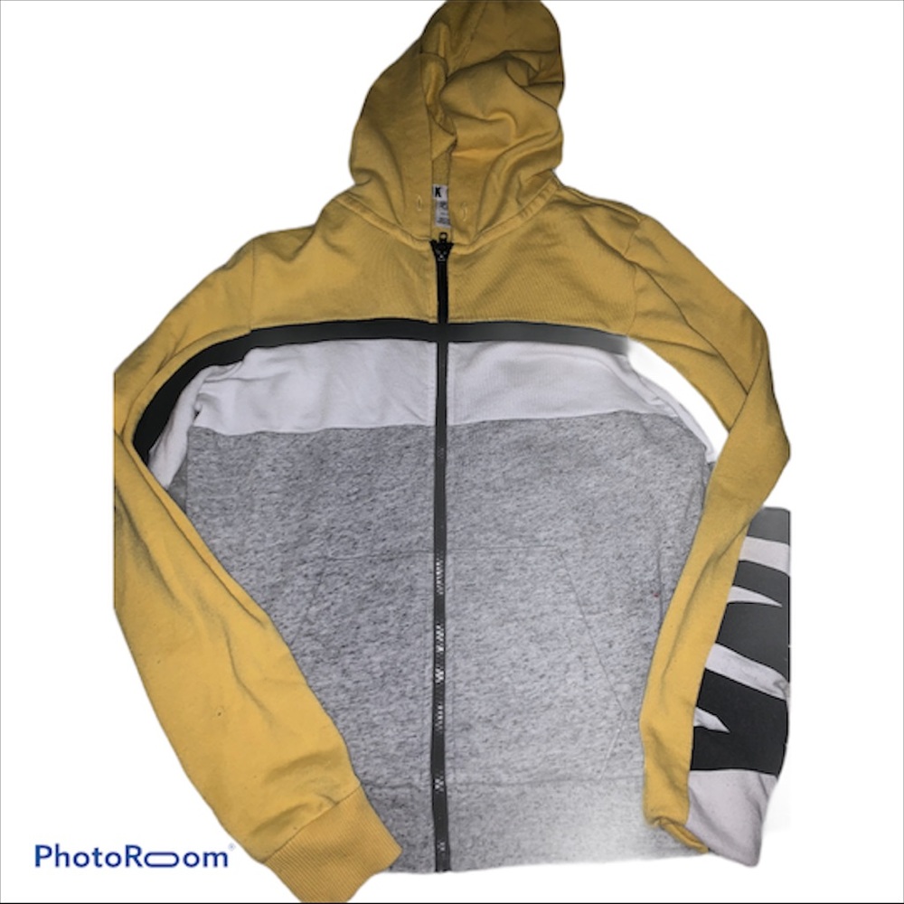 PINK yellow/gray zip up hoodie size small